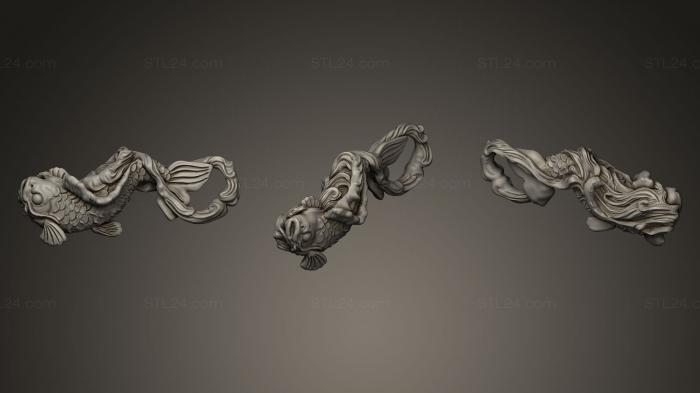 Статуэтки грифоны и драконы (Подвеска с карпом Кои, STKG_0044) 3D модель для ЧПУ станка